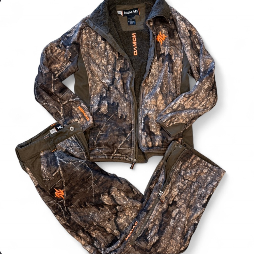 Nomad Realtree-Style Camouflage Hunting Jacket & Pants - Sherpa lined